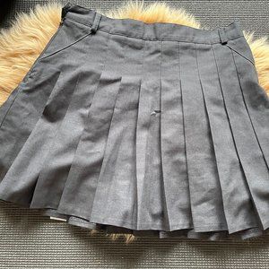 Zipper Pleated Dark Gray Skirt